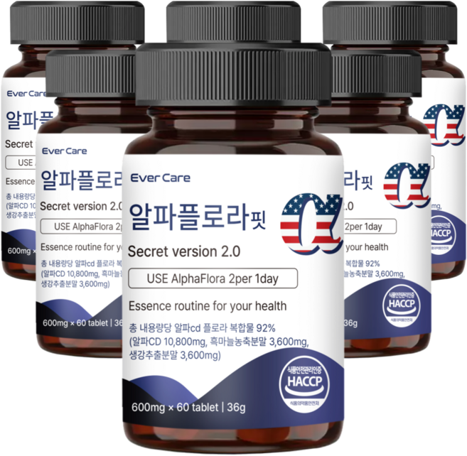 알파플로라 흑마늘생강플로라 알파cd 국내특허원료 함유 식약청인증 100% 정품, 6개, 60정