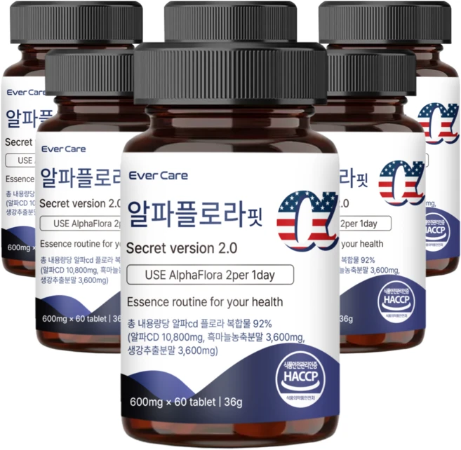 알파플로라 흑마늘생강플로라 알파cd 국내특허원료 함유 식약청인증 100% 정품, 6개, 60정 - 쿠팡