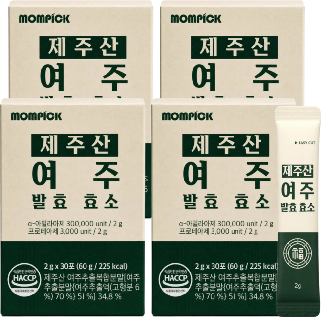 맘픽 국산 여주 발효효소 제주산 여주와 효소 식약청인증 HACCP 분말, 4개, 30회분