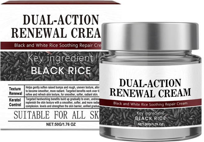 Gurene 흑미 추출물이 핵심 성분으로 함유된 듀얼 액션 리뉴얼 크림으로 각질과 거친 피부를 부드럽게 케어하고 피부 탄력을 높여줍니다, 1개, 50g