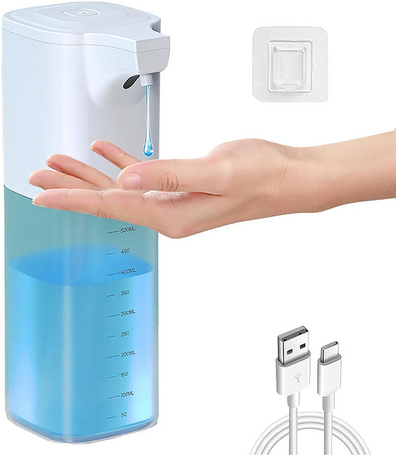 케이맘 자동디스펜서 거품비누 손세정기 주방세제 충전식 550ml R529, 단품, 단품