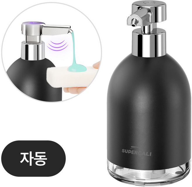 슈퍼캘리 젤타입 세제 디스펜서 통세척 가능, 1개, 블랙