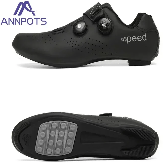 뉴 맨 M사이클링 운동화 페달 자전거 플랫 클리트 RB 속도 SELFLOING, 43, 15 RUBBER BLA