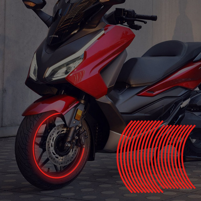 오토티엔 혼다 포르자350 21년-26년 튜닝 휠스티커 림테이프 데칼 스티커 1415, 1세트, Red(빨강)