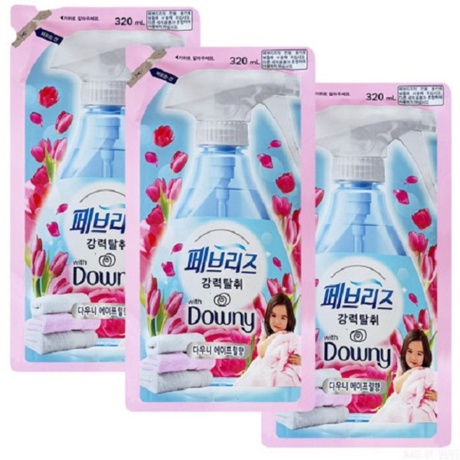 페브리즈 섬유탈취제 리필 다우니 320mlx3개, 320ml, 3개