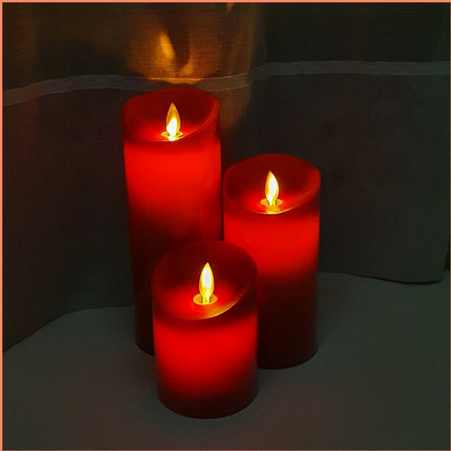 (건전지포함)LED캔들 파라핀 전자양초 티라이트 프로포즈 촛불 성당초 크리스마스 용품 무드등, 20cm, 레드