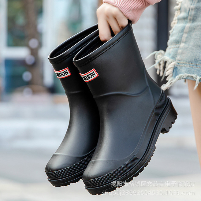 여성 레인 부츠 미들 장화 3color