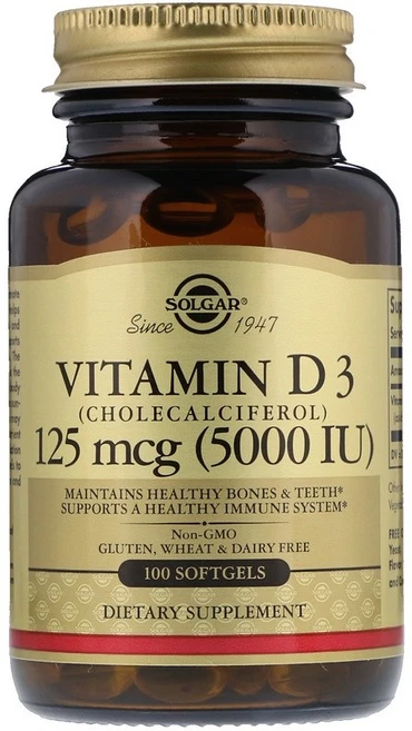 솔가 비타민 D3 5000 IU 소프트젤, 100정, 1개 - 쿠팡