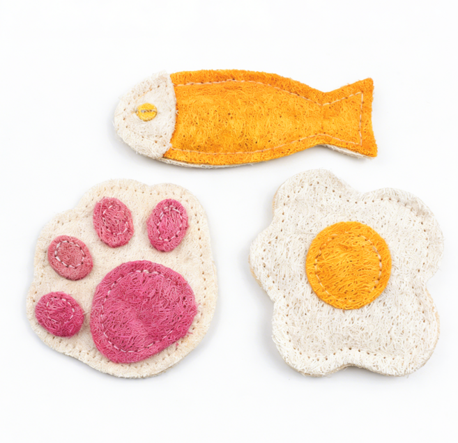천연 성분 고양이 이갈이 장난감, 1세트, 핑크, 주황, 화이트