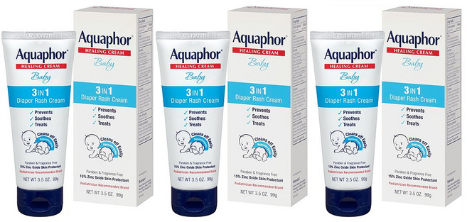 Aquaphor Baby 3 in 1 Diaper Rash Cream 아쿠아퍼 베이비 쓰리인원 기저귀 크림 3.5oz(99g) 3팩, 1g, 1개
