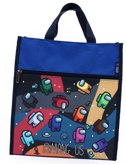 귀여운 어몽어스 케릭터패턴 실내화가방 신주머니 파랑