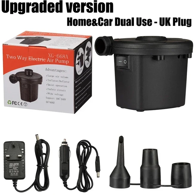 ETENWOLF Air 3 전기 공기 펌프 2600mAh 배터리 라이트 에어 매트리스 슬리핑 패드 풀 플로트 용 휴대용, 04 UK Plug