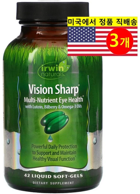 Irwin Naturals 어윈 내추럴스 비전 샤프 멀티 누트리언트 아이 헬쓰 보충제 Eye Health, 42정, 3개 - 쿠팡