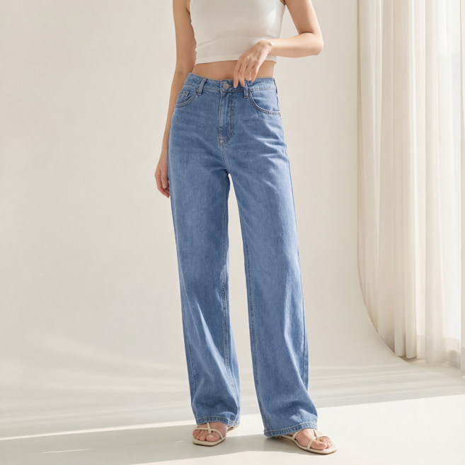 게스 청바지 여성 여름 스판 와이드 핏 매장 정품