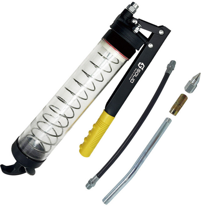 솔리드 투명 구리스건 600cc 말통형 구리스펌프 주입기 자동차 굴삭기 SOL-GP600, 솔리드 구리스건 SOL-GP600, 1개