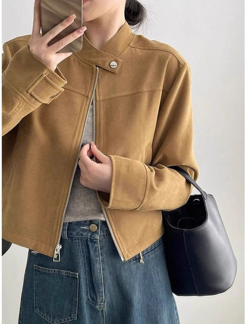 여성 차이나넥 스웨이드 라이더 겨울 간절기 자켓