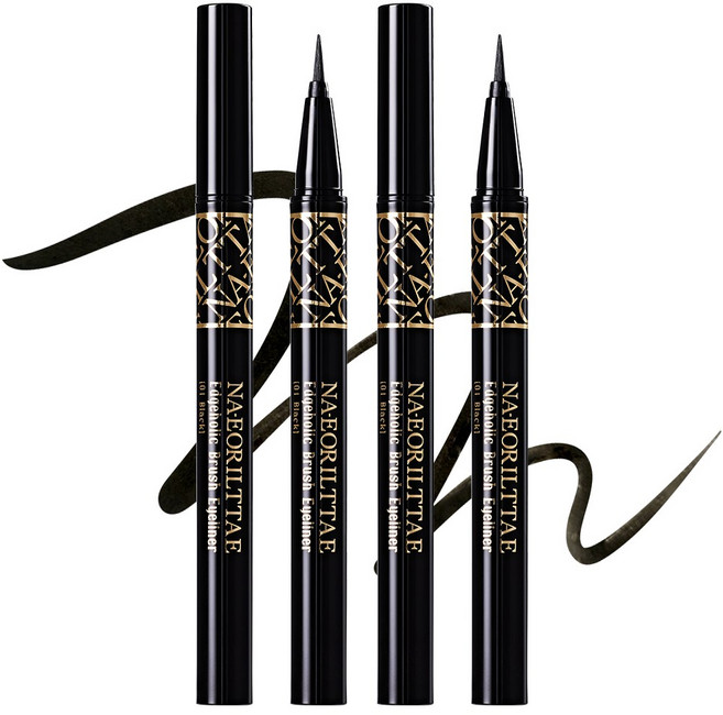 1+1 나어릴때 오리지널 워터프루프 엣지홀릭 브러쉬 리퀴드 아이라이너 4color, 블랙, 2개