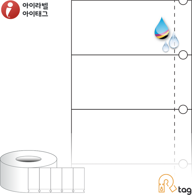 더롤태그 TRLS6032HQ 출력용 비점착 시트태그 60 X 31.75 (mm) 흰색 방수 프리미엄 리본 필요, 대(2000라벨)
