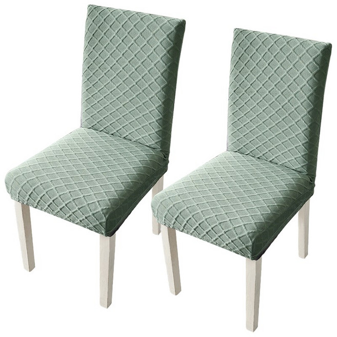 두툼한 와플 스판 식탁의자 의자커버 1+1, 빈그린, 2개