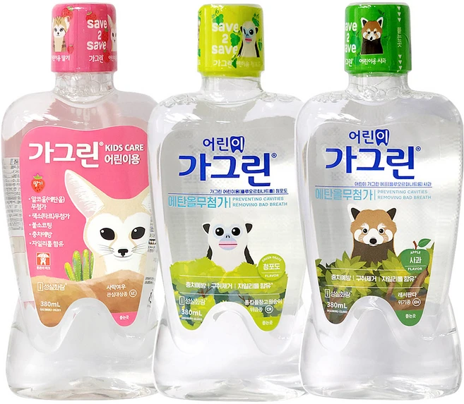 어린이 가그린 380ml (딸기/청포도/사과), 딸기, 딸기 - 쿠팡