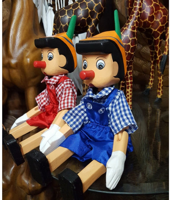 크리스마스선물 목각 피노키오인형 개구장이 친구, 빨강