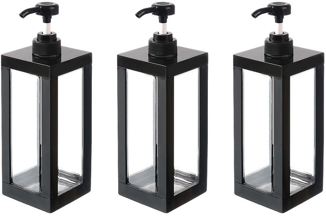 1+1+1 사각 욕실 디스펜서 모던스타일 리필용 1000ml, 블랙