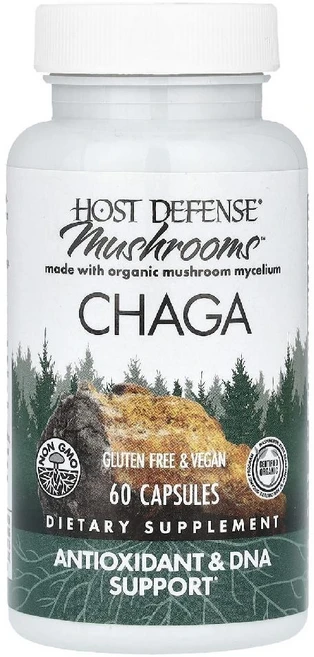 호스트디펜스 Chaga Mushrooms 차가버섯 1g 캡슐 60정, 1개 - 쿠팡
