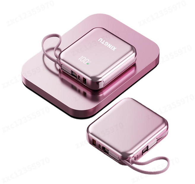 XINGTU 小巧方塊行動電源 20000mAh 22.5W快充 Type-C 隨身充 可登機, 櫻花粉【自帶雙線+防爆電芯+智能數顯】, 櫻花粉, NN507