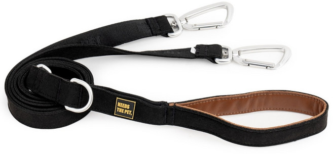 니즈더펫 강아지 인터라켄 더블 리드줄 D120, 블랙, 1개