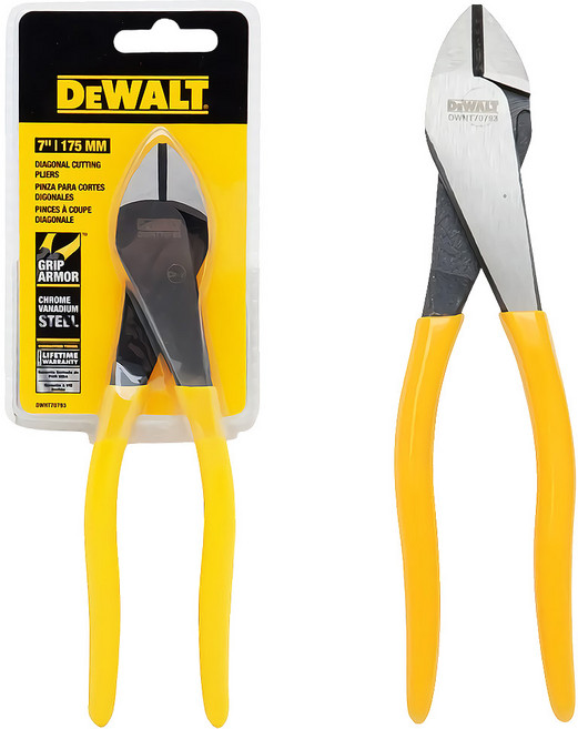 디월트 7인치 그립아머 정밀 니퍼 니뻐 DWHT70793, 1개