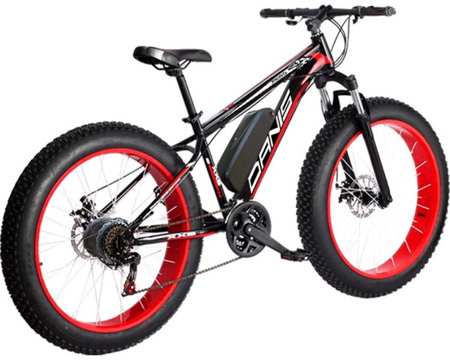 산악전기자전거 오프로드 전동 eMTB 바이크 전기 자토바이 디스크브레이크 27단 광폭, 48V, 27단 8A (배터리 30km)블랙+레드