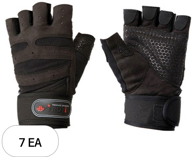 트로비스 헬스장갑 TG5000, 7세트, 블랙