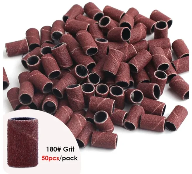 전기 매니큐어 기계에 대 한 100/50pc 샌딩 캡 밴드 그릿 네일 그라인딩 비트 도구 BEND261, 01 초콜릿
