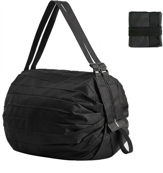 다담아몰 롤업 휴대용 시장가방 장바구니 보조 에코백, 블랙, 3개