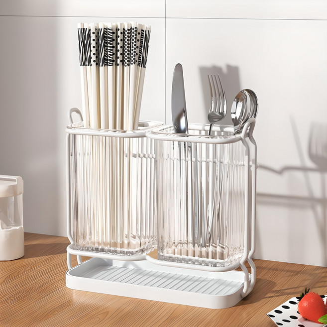 리빙공감 홈즈미 물빠짐 수저통 수저정리함 수저꽂이, 오프화이트, 1개