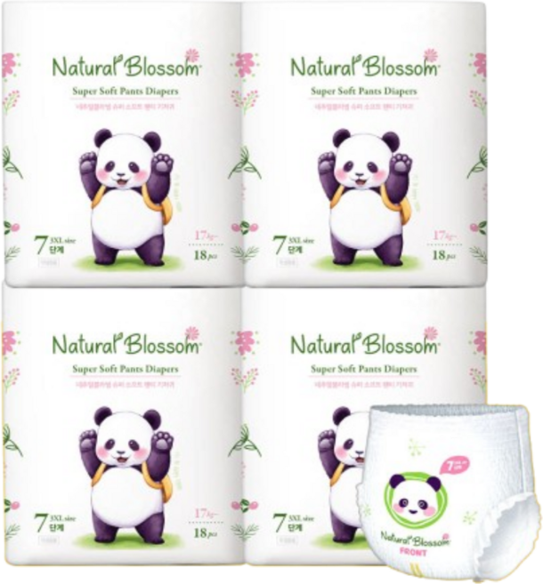 네추럴블라썸 비건 팬티 기저귀 (3XL), 72매, 7단계