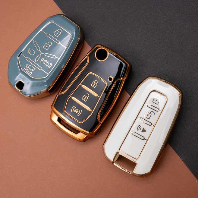 쌍용 호환 스마트 키 TPU 케이스 키링 키홀더, 03_3버튼_TA78, 블랙