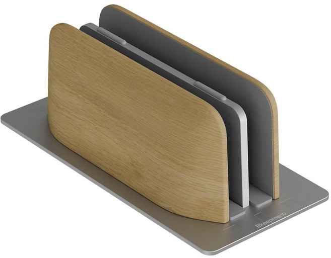 Ekeepment 우드클램쉘 노트북 태블릿 수직 세로 클램쉘 거치대 Slot 2, Oak, 1개