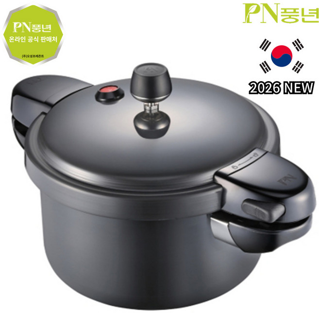 PN풍년 2026 NEW 국산 블랙펄 메가 가정용 압력솥 2인용 6인용 8인용 10인용, 블랙, 1개, 5.5L