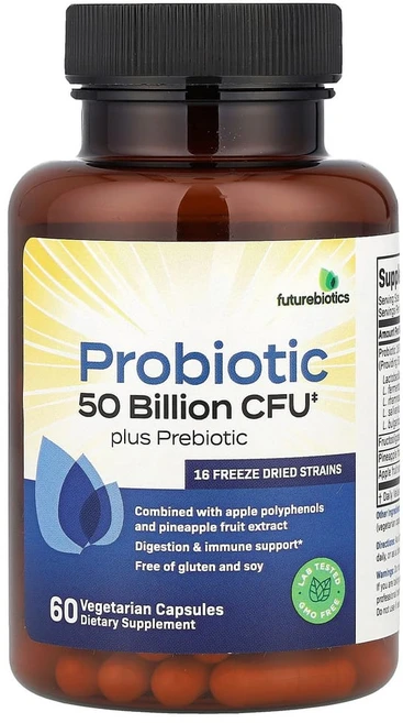 퓨처바이오틱스 프로바이오틱 플러스 프리바이오틱 500억 CFU 베지 캡슐 60정(캡슐당 250억 CFU), 60정, 1개 - 쿠팡