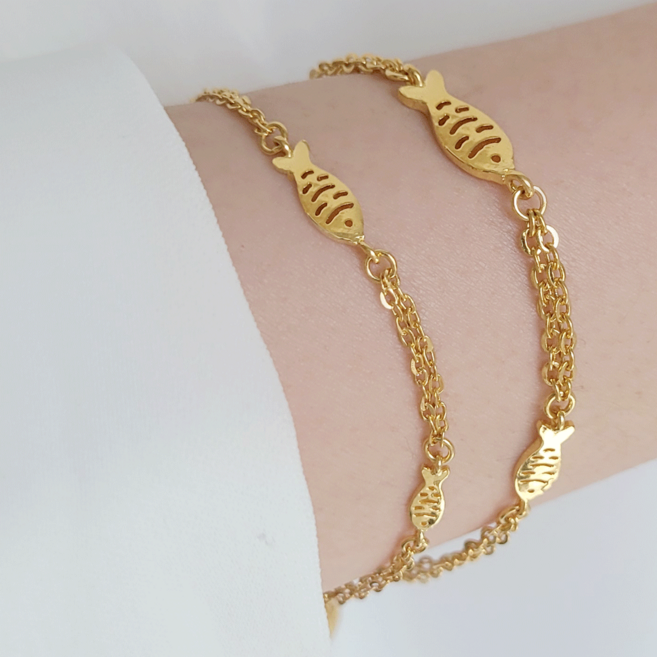 24k 순금 1돈 물고기 명품 체인 여자 금 팔찌 디자인 3.75g