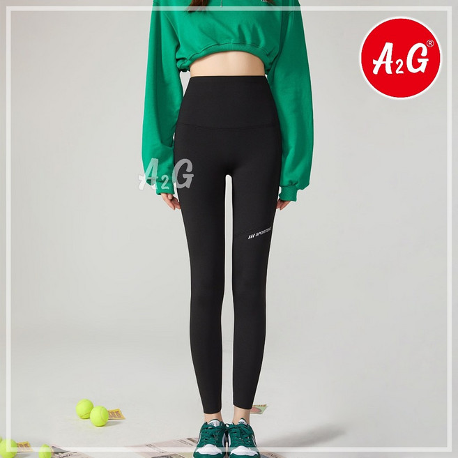 A2G 運動瑜珈褲 彈力緊身長褲 側邊口袋設計 1030