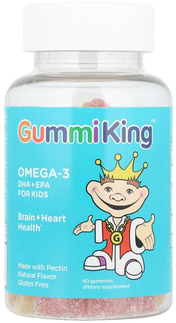 거미킹 어린이용 오메가3 DHA + EPA 딸기 오렌지 레몬 구미젤리 60개, 1개, GUM00083, 60정 - 쿠팡