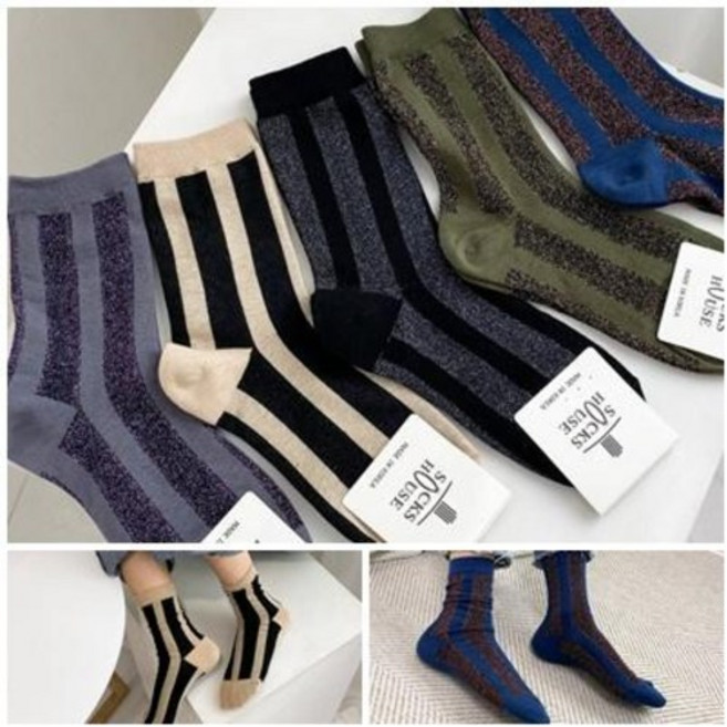 삐삐 글리터 반짝이 펄양말 여자 무지 중목 패션 여성 포인트양말 5컬러