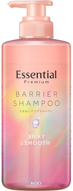 에센셜 프리미엄 배리어 샴푸 실키&스무스 펌프 450ml, 1개 - 쿠팡