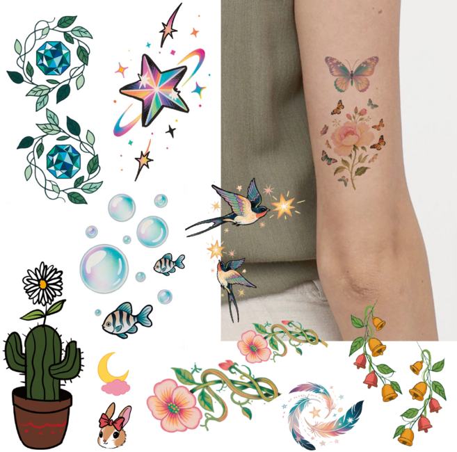 부띠끄38 미니 반영구 타투스티커 헤나 세트, 1개, BTS008