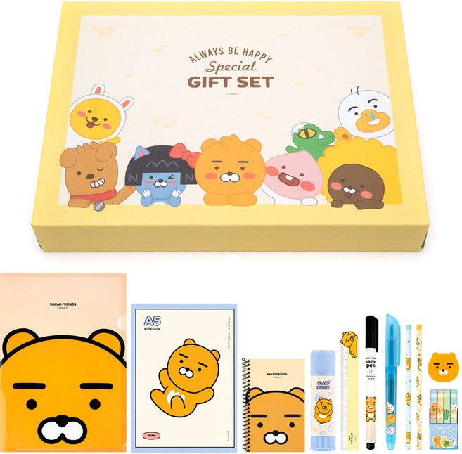 [카카오프렌즈 알찬 문구세트3] 선물세트 문구세트선물 초등학생선물 어린이날선물 구디백 어린이집생일답례품 어린이집선물 문구세트 유치원생일답례품 학용품 웰컴키트 유치원구디백 문구류, 01.라이언세트