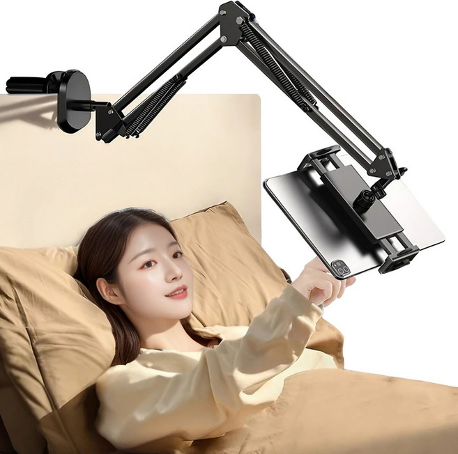 딜러버 침대 아이패드 핸드폰 거치대, 블랙