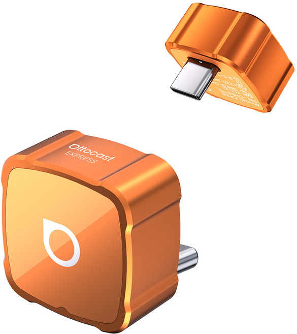 오토캐스트 3in1 무선 안드로이드 오토 무선 카플레이 아이폰 AirPlay 화면 미러링 지원 미니 어댑터, 오렌지, CP88-TC5 / C타입 지원