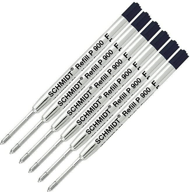 6팩 - 리필 블랙-P900-파인 팁 Schmidt Parker 스타일 볼펜 167511, 6팩 - 리필 블랙-P900-파인 팁 Schmidt P